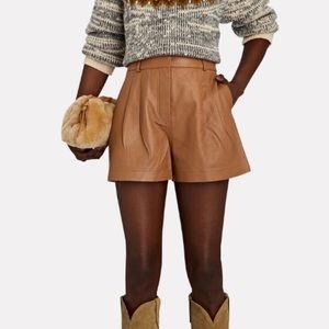 FRAME pleated leather shorts